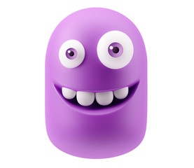 Happy Smiley Emoticon Face. 3d Rendering. 3d Rendering.