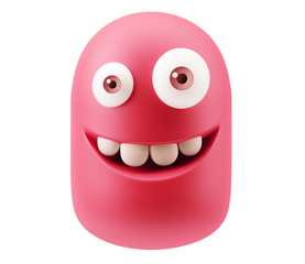 Happy Smiley Emoticon Face. 3d Rendering.