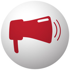 Red Megaphone icon on white ball