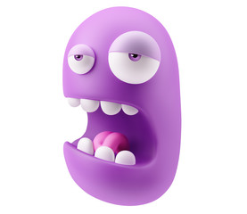 Tired Emoticon Face.  3d Rendering.