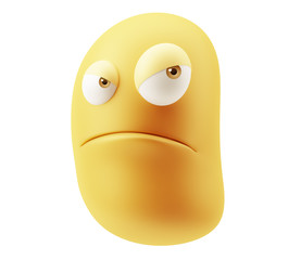 Angry Emoticon Face. 3d Rendering.