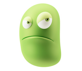 Angry Emoticon Face. 3d Rendering.