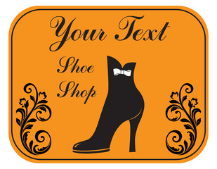 Decorative signboard for a women’s shoe shop.