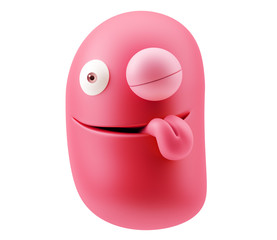 Eye Wink Emoji Cartoon. 3d Rendering.