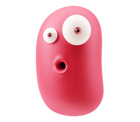 Amazed Emoji Cartoon. 3d Rendering.