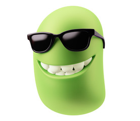 Black Glasses Smile Emoticon Face. 3d Rendering.