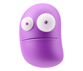 Surprised Emoticon Face. 3d Rendering.