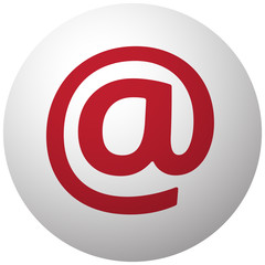 Red E-Mail icon on white ball