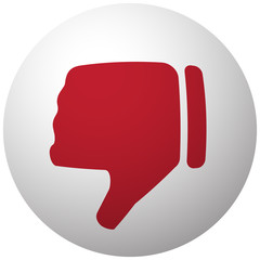 Red Thumb Down icon on white ball