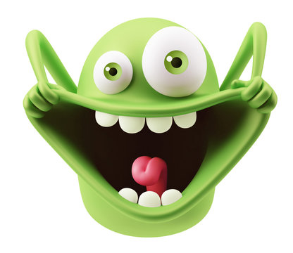 Happy Funny Emoticon Character Face Expression. 3d Rendering.