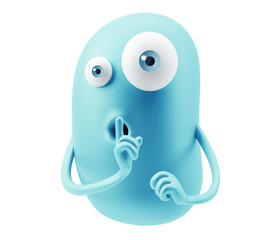 Keep Quiet Emoticon Face. 3d Rendering.