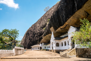 Cave in Dambulla, Sri Lanka. Cave temple has five caves under a vast overhanging rock and dates...