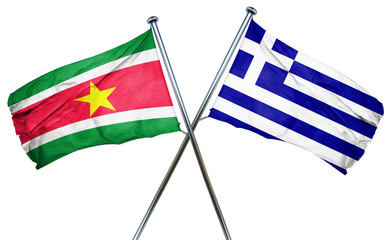Fototapeta premium Suriname flag combined with greek flag