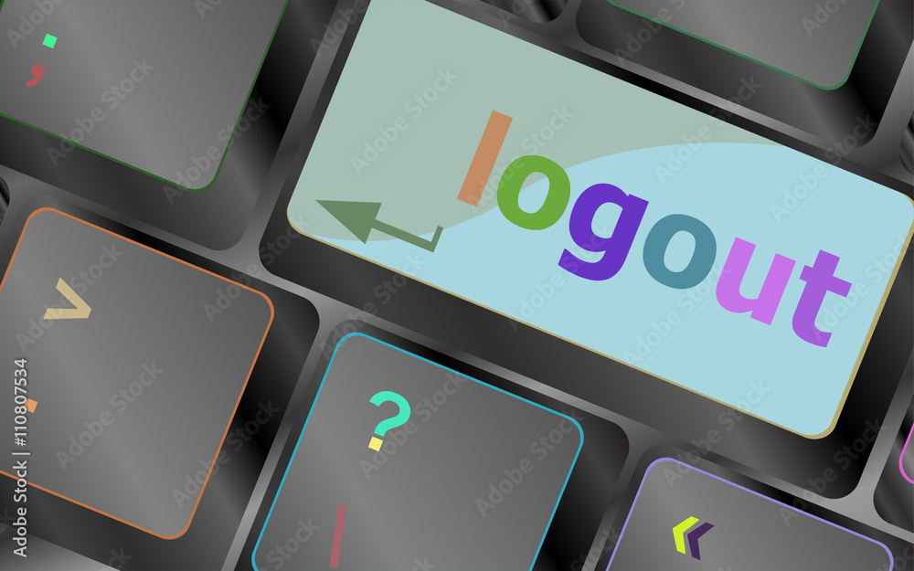 Poster computer keyboard key log out, business concept vector illustration vector keyboard key. keyboard bu