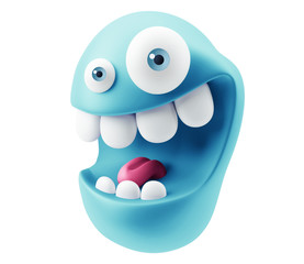 Laughing Emoji Cartoon. 3d Rendering.