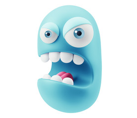 Obraz premium Angry Emoticon Face. 3d Rendering.