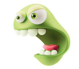 Angry Emoji Cartoon. 3d Rendering.