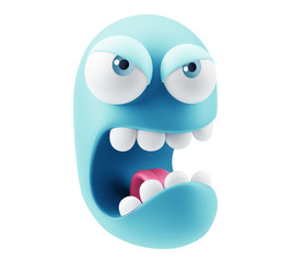 Angry Emoji Cartoon. 3d Rendering.