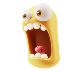 Surprised Emoticon Face. 3d Rendering.
