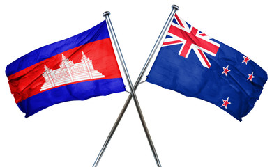 Cambodia flag  combined with new zealand flag