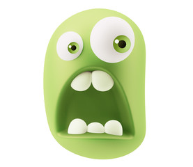 Surprised Emoticon Face. 3d Rendering.