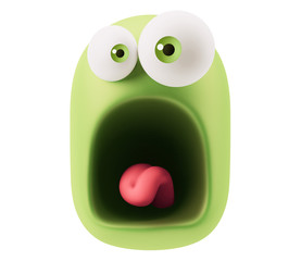 Scream Emoticon Character Face Expression. 3d Rendering.