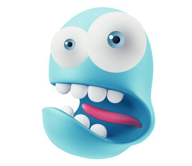 Scary Emoji Cartoon. 3d Rendering.