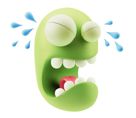 Cry Emoticon Face. 3d Rendering.