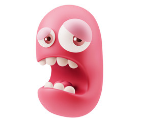 Cry Emoticon Face. 3d Rendering.