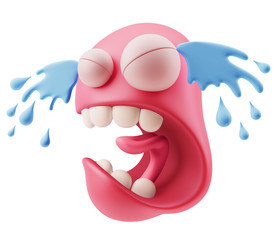 Cry Emoticon Face. 3d Rendering.
