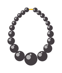 Black pearl necklace bead vector illustration.