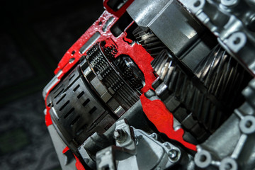 Part of the gearbox of the car