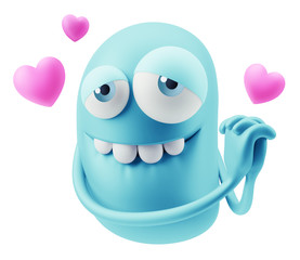 Love Emoticon Face.  3d Rendering.