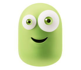 Smiley Emoticon Character Face Expression. 3d Rendering.