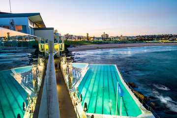 Fototapeta premium View of Bondi Beach in Sydney from Bondi Icebergs Pool.