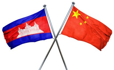 Cambodia flag  combined with china flag