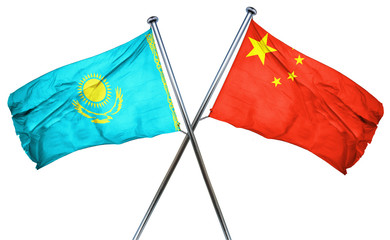 Kazakhstan flag  combined with china flag