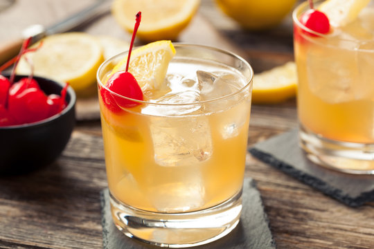 Homemade Whiskey Sour Cocktail Drink