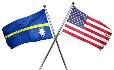 Fototapeta premium Nauru flag with american flag, isolated on white background