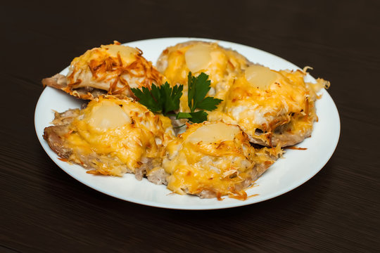 Roasted Chicken with mushrooms and cheese