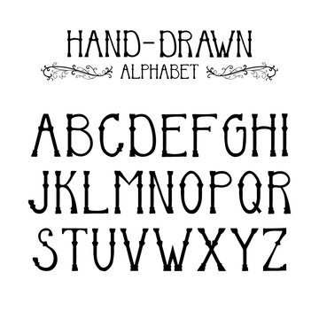 hand drawn English alphabet font