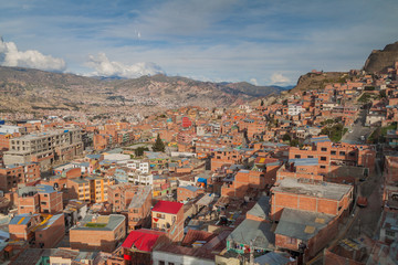 Fototapeta premium Houses on a steep slope in La Paz, Bolivia