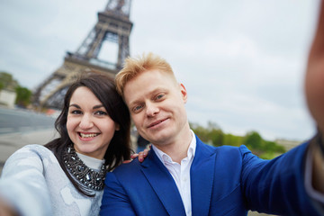 Happy romantic couple in Paris