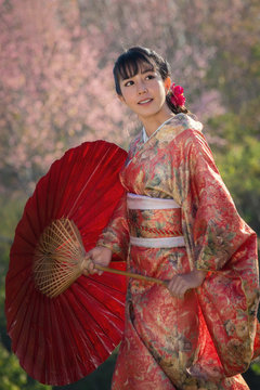 Girl in kimono Japanese Tradition dress 