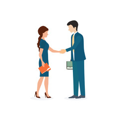Business Man And Woman Shaking Hands.