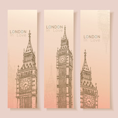 Set of vertical banners with Big Ben