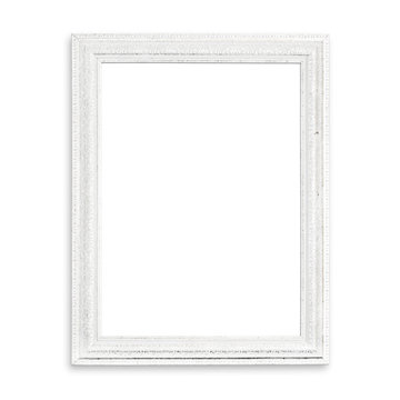 Old White blank picture frame isolated on white background.