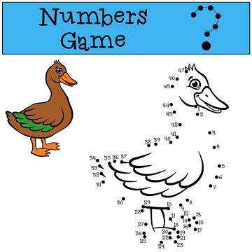Numbers game. Little cute duck.