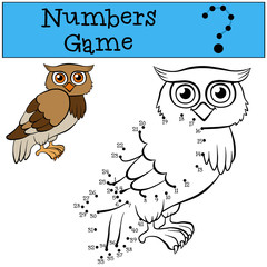 Numbers game. Cute wise owl.