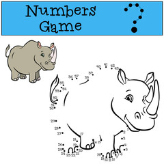 Numbers game. Cute rhinoceros smiles.